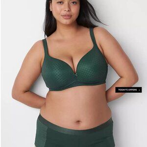 NWT Lane Bryant/Cacique Cotton Boost Plunge No-Wire Bra, SZ 44C